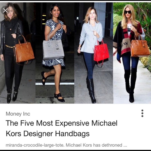 Michael Kors Lg Dillon Croc Embossed Leather Red Tote - Picture 2 of 12